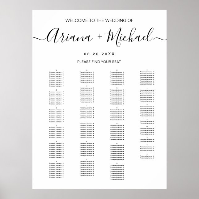 Downloadable Wedding Welcome sign Seating chart  (Front)