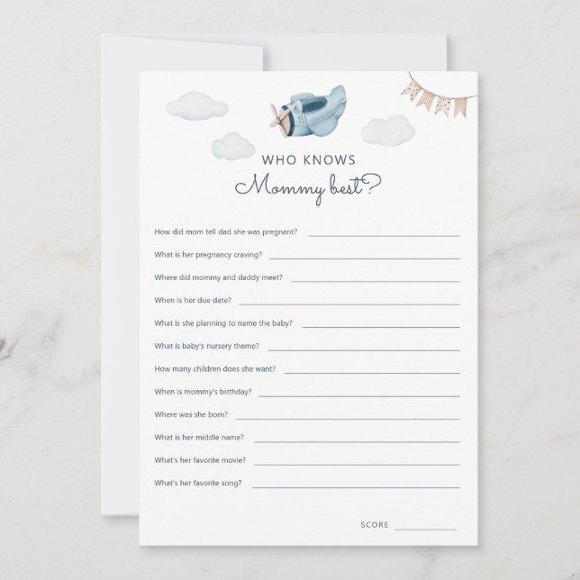 Downloadable Who Knows Mommy Best Game Card (Front)