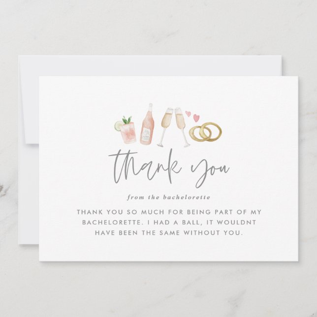 downloadble Watercolor bachelorette thank you Invitation (Front)