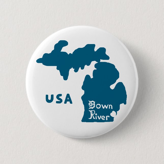 Downriver Michigan Blue Button (Front)