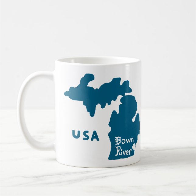 Downriver Michigan Blue Coffee Mug (Left)