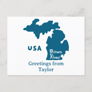 Downriver Michigan Custom City Blue Postcard