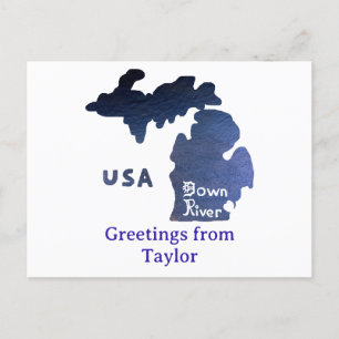 Downriver Michigan Custom City River Postcard