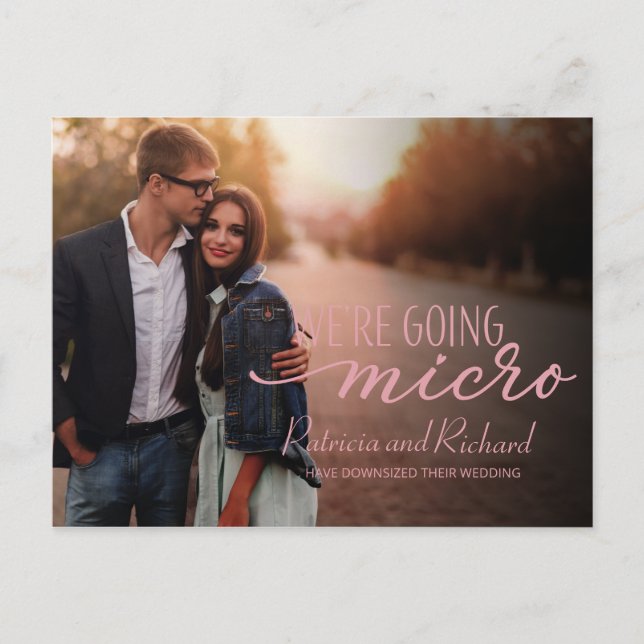 Downsize Wedding Announcement Cute Photo Postcard (Front)