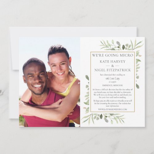 Downsized Micro Greenery Photo Wedding Invitation