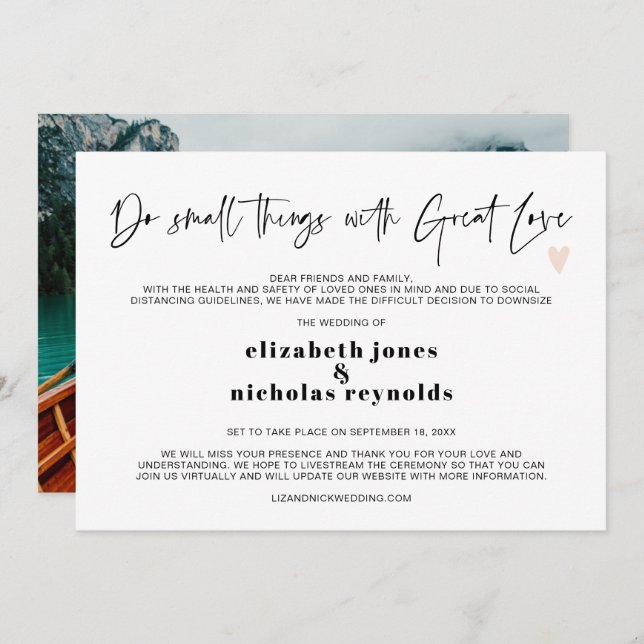 Downsized Micro Wedding Photo Announcement (Front/Back)