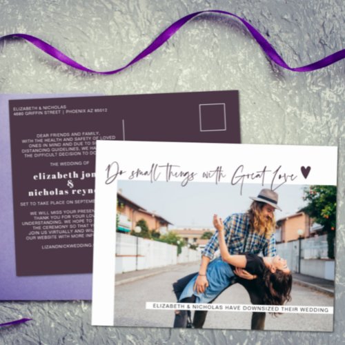 Downsized Micro Wedding Photo Announcement Postcard