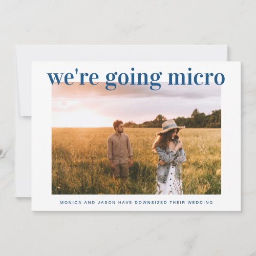 Downsized Micro Wedding Photo Classic Blue Announcement