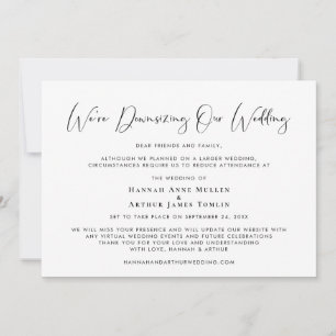 Downsizing Our Wedding Elegant Calligraphy Announcement