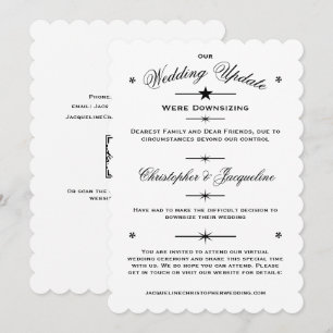 Downsizing Wedding Update Elegant White with Black Announcement
