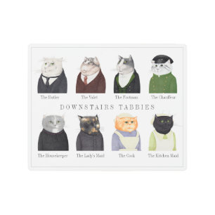 DOWNSTAIRS TABBIES 10x8 Metal Wall Art