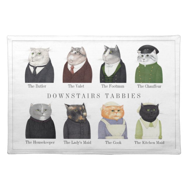 DOWNSTAIRS TABBIES Cloth Placemat (Front)