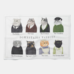 DOWNSTAIRS TABBIES Kitchen Dish Towel