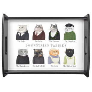 DOWNSTAIRS TABBIES Large Serving Tray