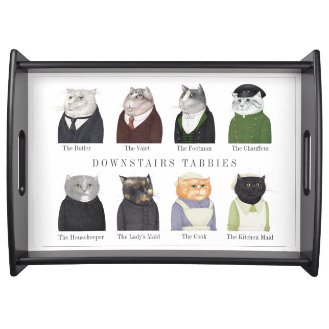 DOWNSTAIRS TABBIES Large Serving Tray (Front)