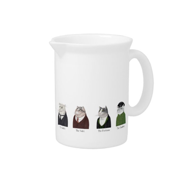 DOWNSTAIRS TABBIES Porcelain Pitcher + Text (Right)