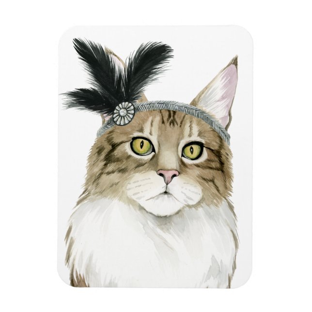 Downton Cat | Adorned With Feathers Magnet (Vertical)