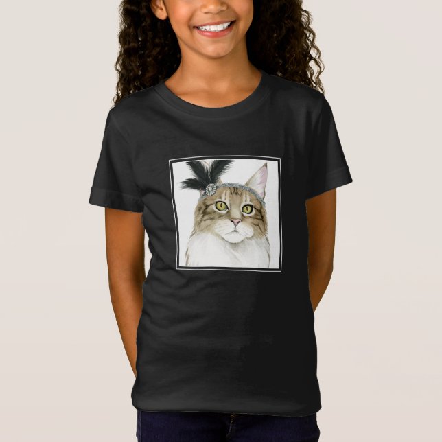 Downton Cat | Adorned With Feathers T-Shirt (Front)