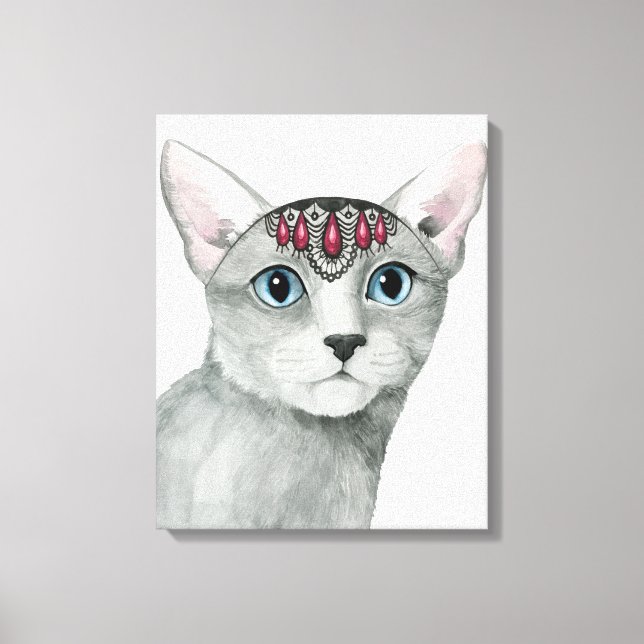 Downton Cat | Bejeweled Canvas Print (Front)