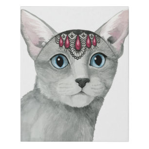 Downton Cat Bejeweled Faux Canvas Print