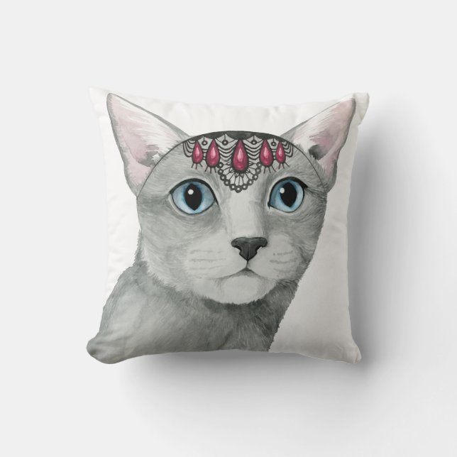 Downton Cat | Bejeweled Throw Pillow (Front)