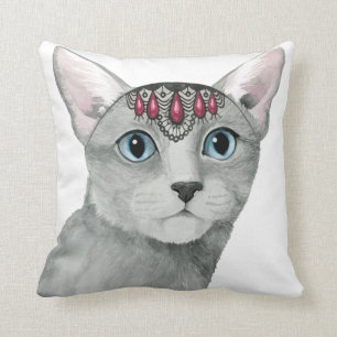 Downton Cat   Bejeweled Throw Pillow