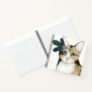Downton Cat   Bejeweled With Feathers Notebook