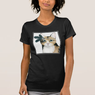 Downton Cat Bejeweled With Feathers T-Shirt
