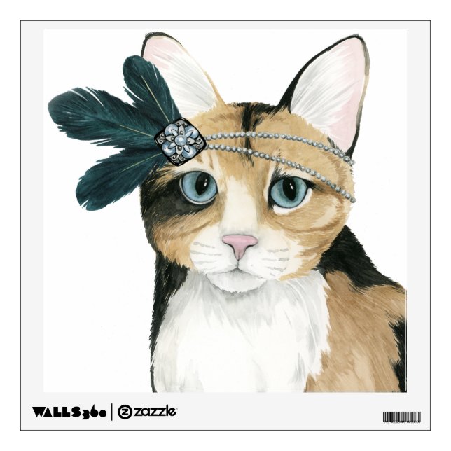 Downton Cat | Bejeweled With Feathers Wall Decal (Front)