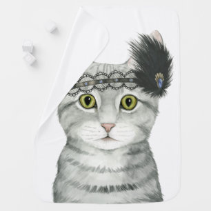 Downton Cat   Bejeweled With Lace Baby Blanket