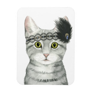 Downton Cat Bejeweled With Lace Magnet