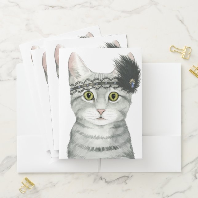 Downton Cat | Bejeweled With Lace Pocket Folder (In Situ)