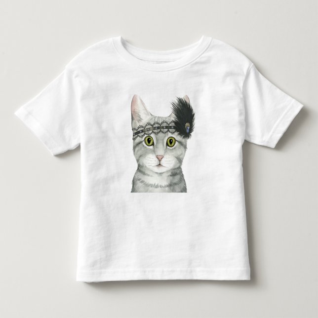 Downton Cat | Bejeweled With Lace Toddler T-shirt (Front)