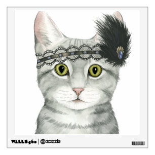 Downton Cat   Bejeweled With Lace Wall Decal