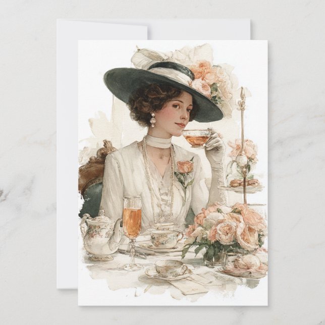 Downton Delight | Elegant Tea  Invitation (Front)