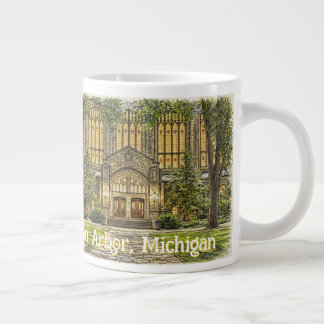 Downtown Ann Arbor, Michigan Hand Drawn Style Giant Coffee Mug