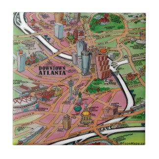 Downtown Atlanta Georgia Cartoon Map Ceramic Tile