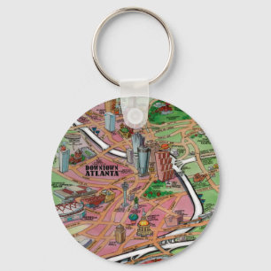 Downtown Atlanta Georgia Cartoon Map Keychain