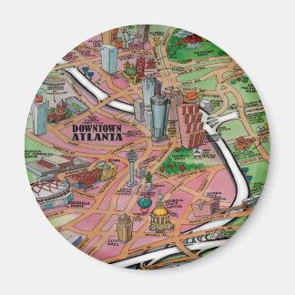 Downtown Atlanta Georgia Cartoon Map Magnet