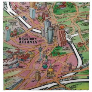 Downtown Atlanta Georgia Cartoon Map Napkin