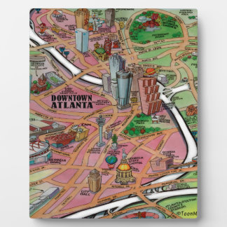 Downtown Atlanta Georgia Cartoon Map Plaque