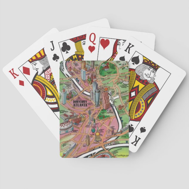 Downtown Atlanta Georgia Cartoon Map Poker Cards (Back)