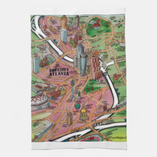 Downtown Atlanta Georgia Cartoon Map Towel