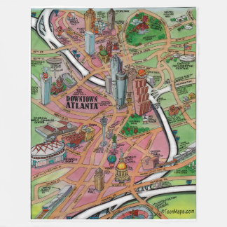 Downtown Atlanta Georgia Fun Map Fleece Blanket