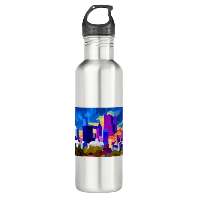 Downtown Atlanta Georgia Skyline at Sunset Stainless Steel Water Bottle (Front)
