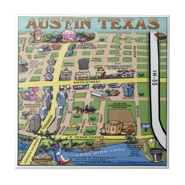Downtown Austin Texas 14 Ceramic Tile (Front)