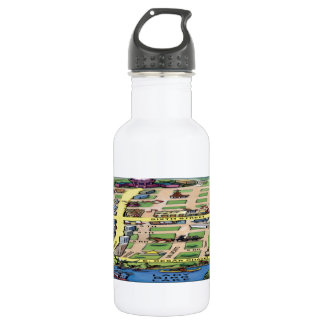 Downtown Austin Texas Cartoon Map Water Bottle