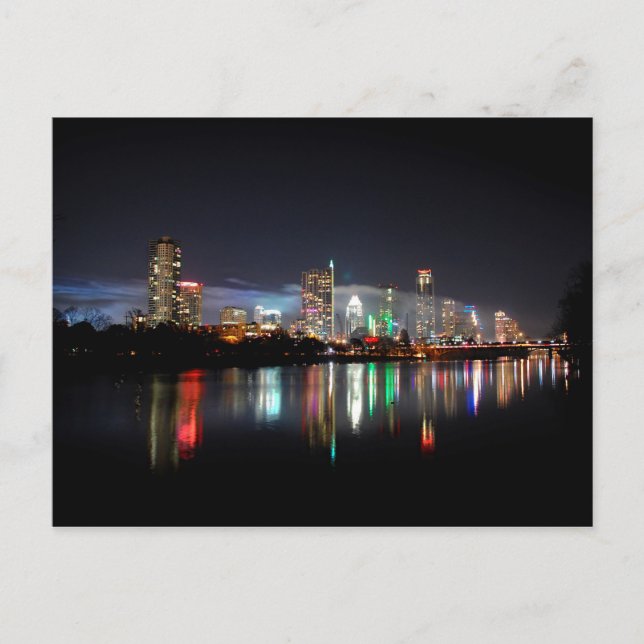 Downtown Austin Texas Night Skyline 2 Postcard (Front)