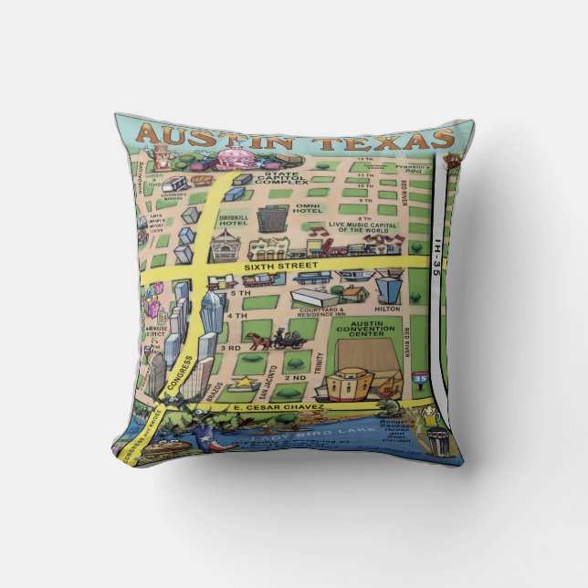 Downtown Austin Texas Throw Pillow (Front)
