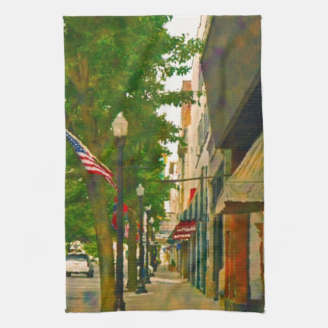 Downtown Bristol on Tennessee Side Kitchen Towel (Vertical)